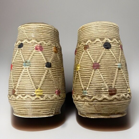 Vtg Native America Tilso Barrel Drum Salt Pepper Shakers Hand Painted #53/664 - Picture 1 of 7